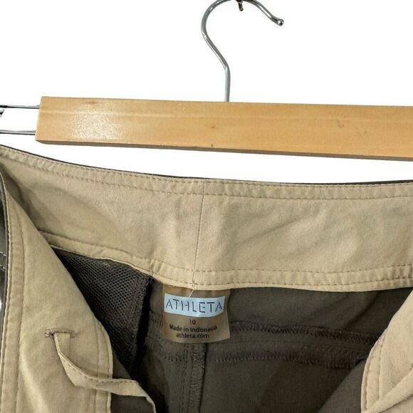 Athleta 10 Capri Pants Brown Straight Leg Athletic Stretch Hike Womens - Picture 3 of 14